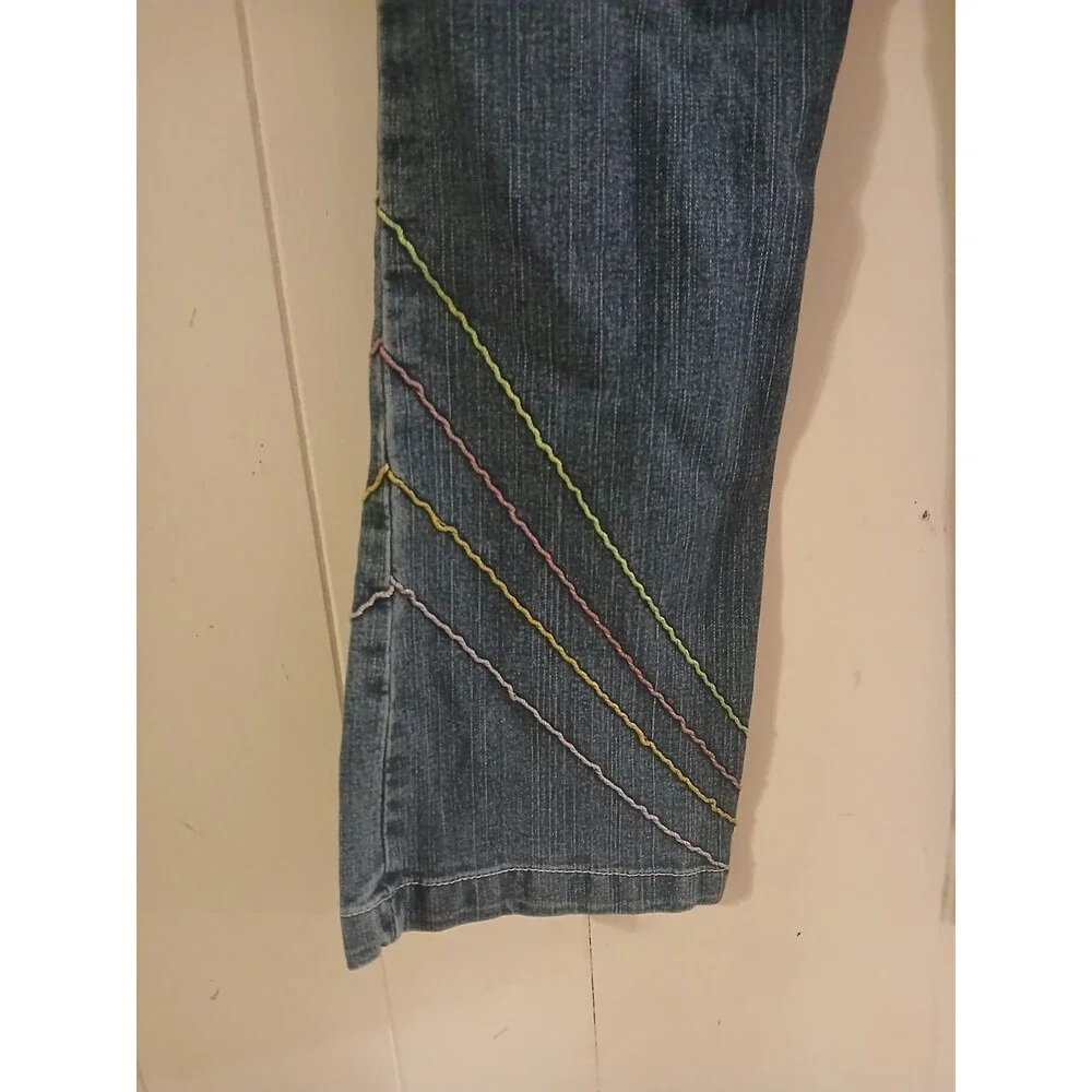 S.W.A.K. Girls Jeans Size 8 Heart Pockets Embroidered Retro Y2K - Picture 6 of 10